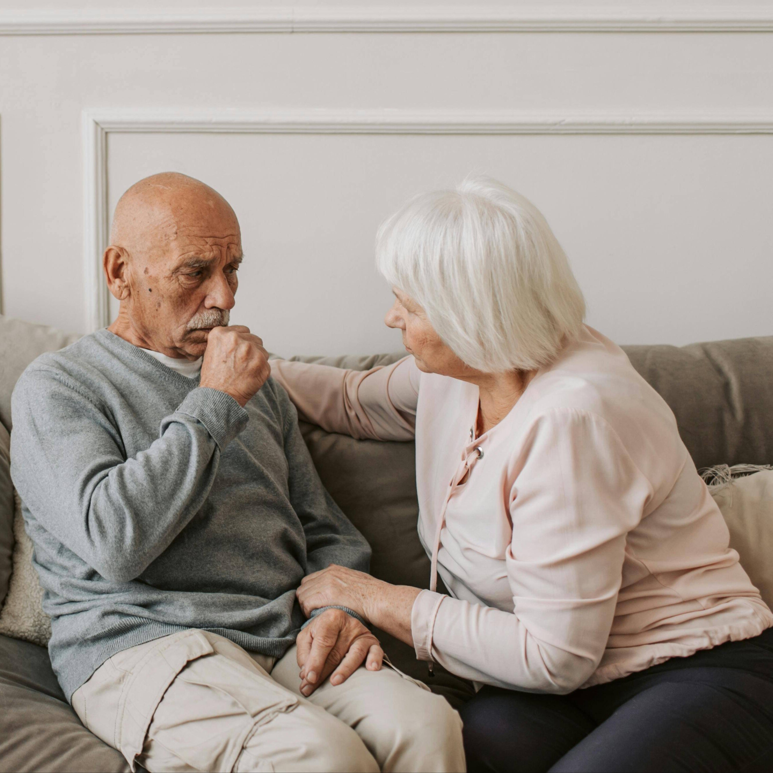 woman checking on man with COPD